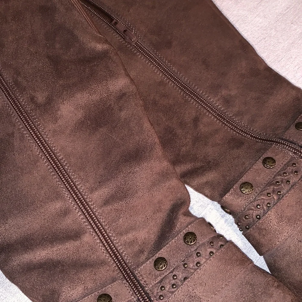 White Mountain Women’s Paulina Tall Knee High Brown Waxy Suedette Boots Size 9 - Picture 8 of 16